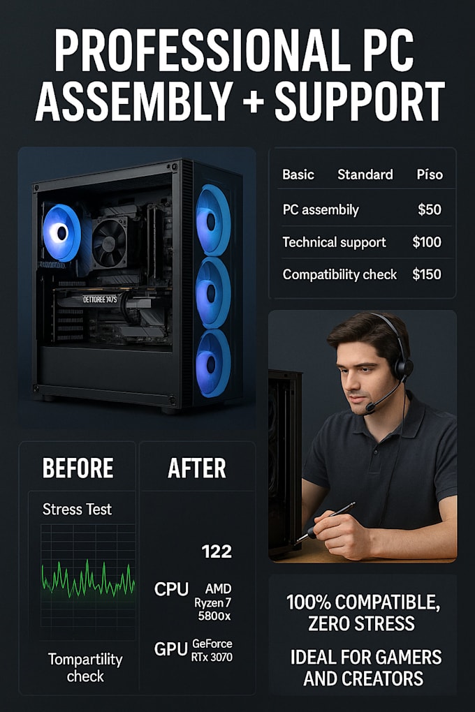 assemble a computer and provide remote technical support