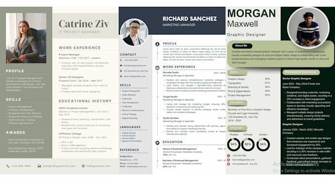 design a professional resume or a modern CV template