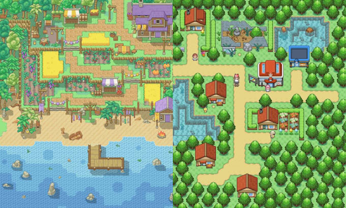 Create pixel art tileset game asset pixel game art top down tilemap ...
