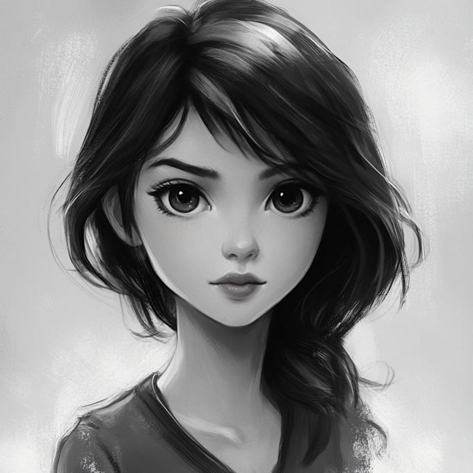 recreate anime character in digital an graphite