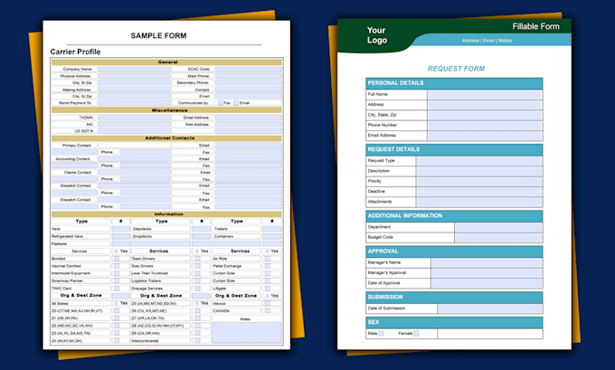 design and convert document into a fillable pdf form
