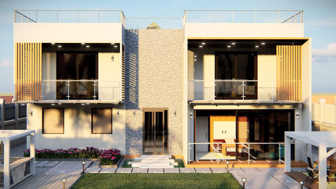 design realistic 3d exterior elevations for your house or building