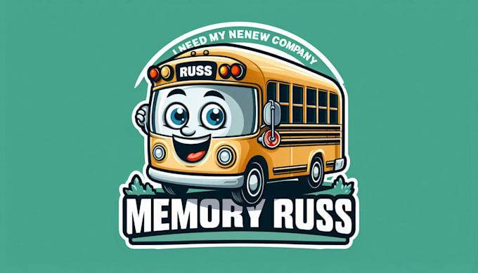 design memory russ bus mascot logo with express delivery