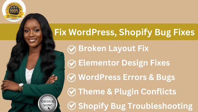 fix wordpress issues, shopify bug fixes, and elementor errors fast