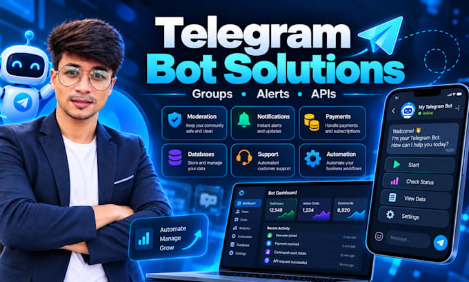 develop advanced telegram bots for automation and group management