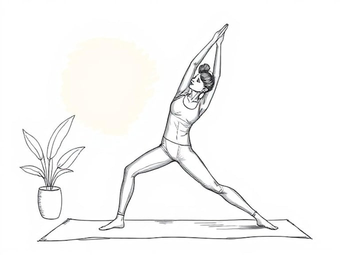 draw exercise, workout, yoga, medical illustration