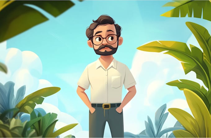 draw cartoon character in vector format for branding and merch