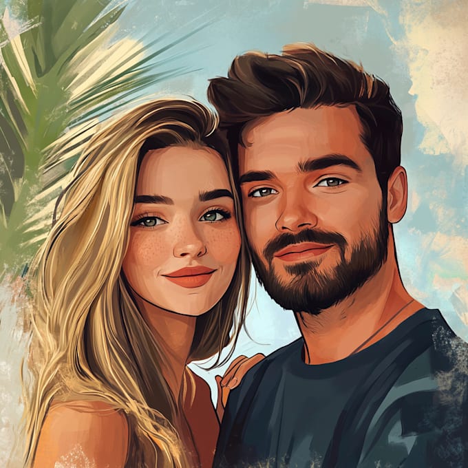 do  you anime couple art portrait