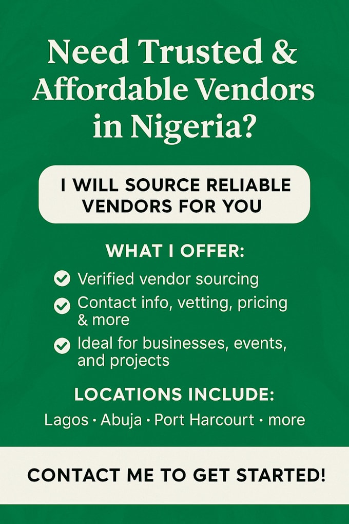 source trusted,verified  and affordable vendors in nigeria