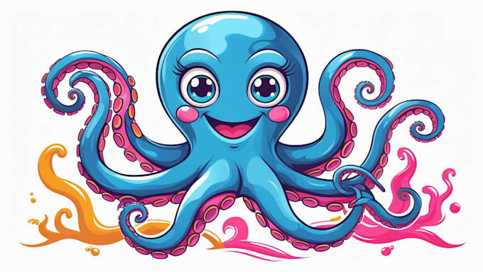 design octopus mascot logo with express delivery