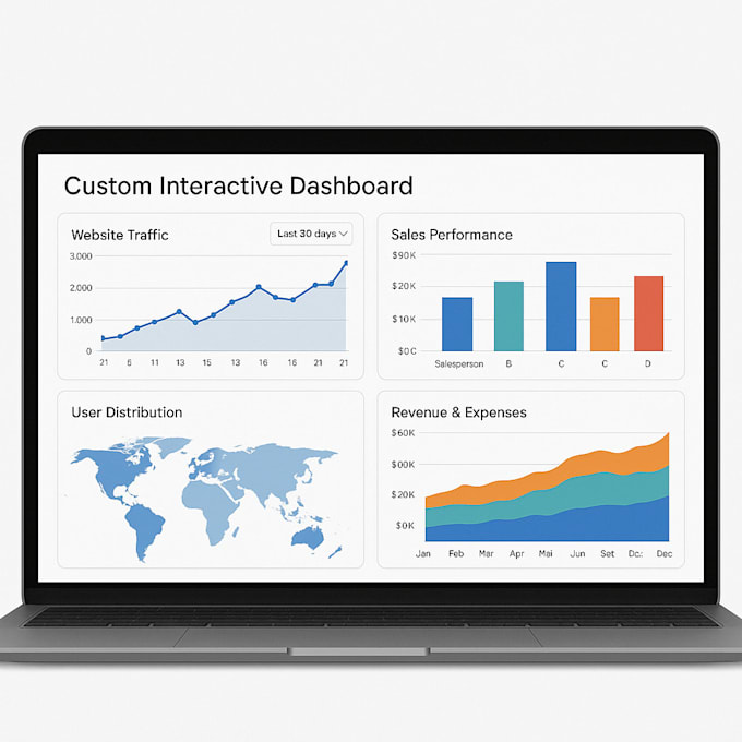 build a custom interactive dashboard with charts, graphs, and reports