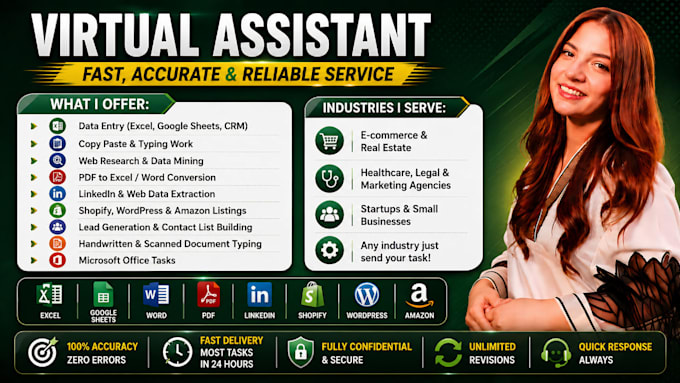 do fast and accurate data entry, web research, and excel tasks