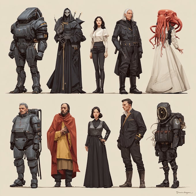 draw original fantasy sci fi characters, concept art, fanart