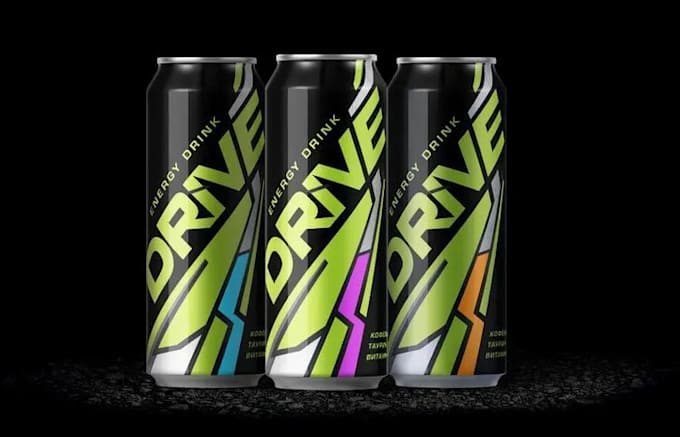 design custom label bottle, energy drink, jar, cans
