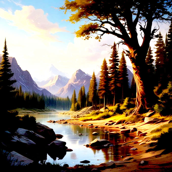 draw a concept natural landscape and background illustration