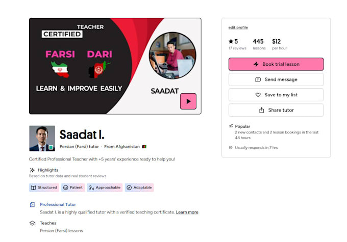 teach you farsi easily, online