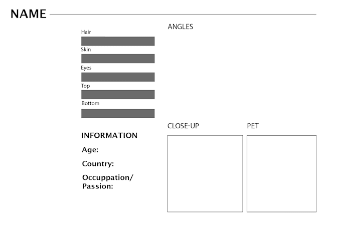 draw original character sheet