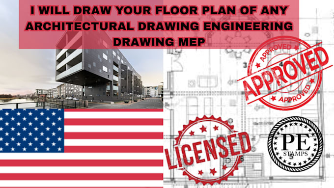 Draw stamp architectural drawing sealed mep floor plan city permit in ...
