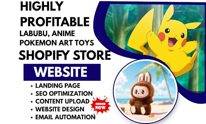 design labubu sonny angel skullpanda pokémon anime merch shopify store website