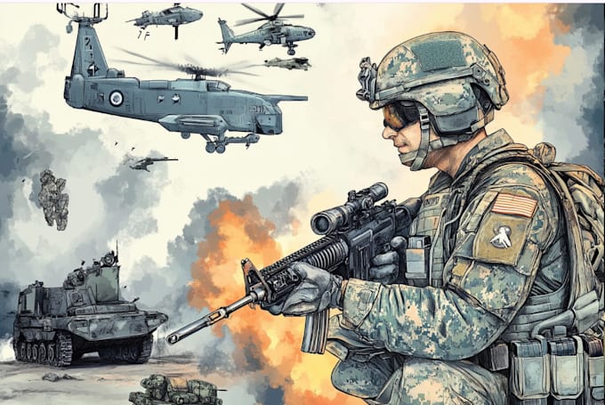 draw military themed illustrations