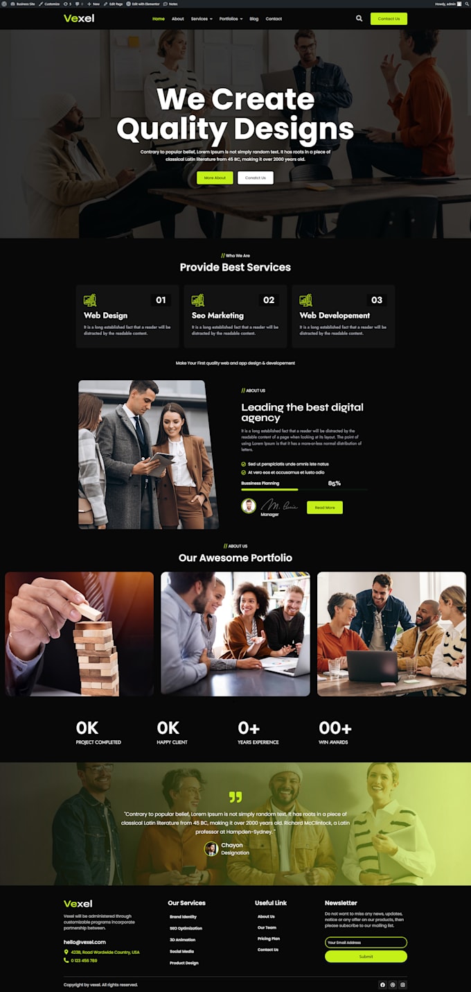 design responsive landing page using elementor page builder
