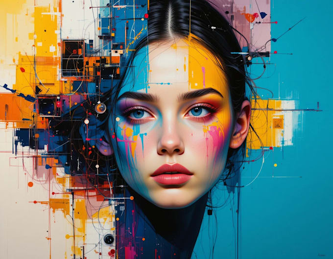 make scribble art, abstract line art portrait