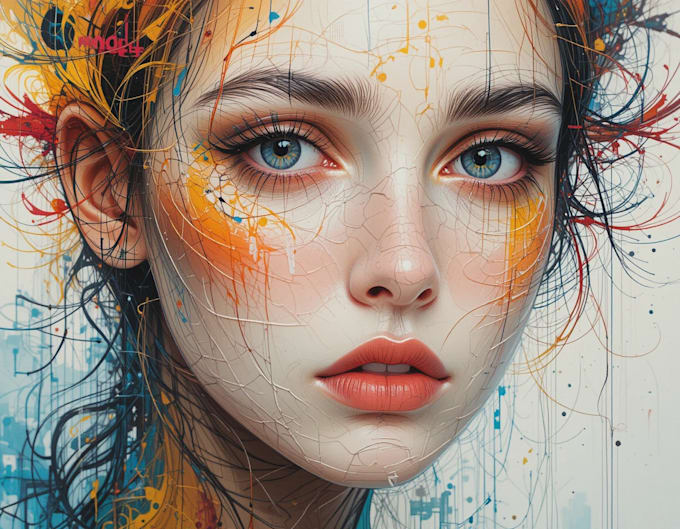 make scribble art, abstract line portrait