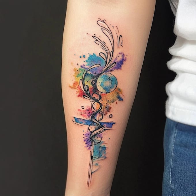custom a watercolor tattoo design