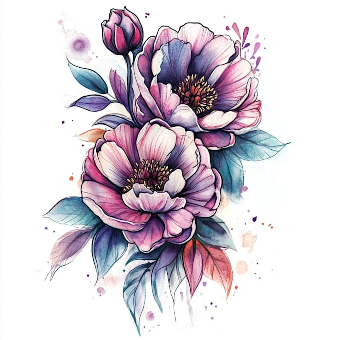 custom a watercolor tattoo design