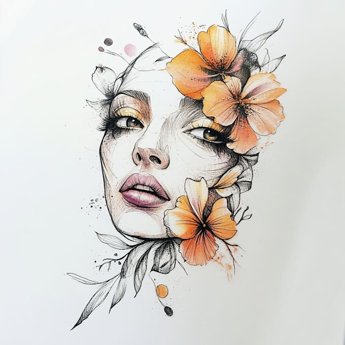 draw watercolor tattoo design