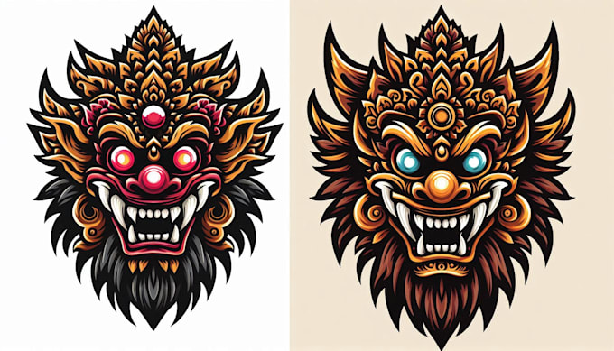 give balinese barong mask mascot logo design with new concepts