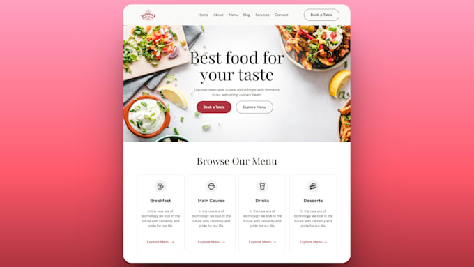 build a responsive restaurant website with online menu and booking