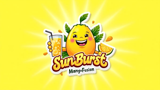 design mango drink lemonade juice logo with express delivery