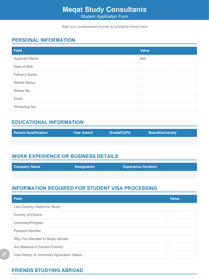 create a professional web form that generates a custom PDF