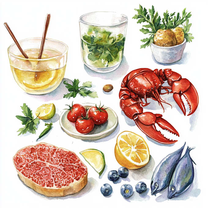 create amazing watercolor food illustrations