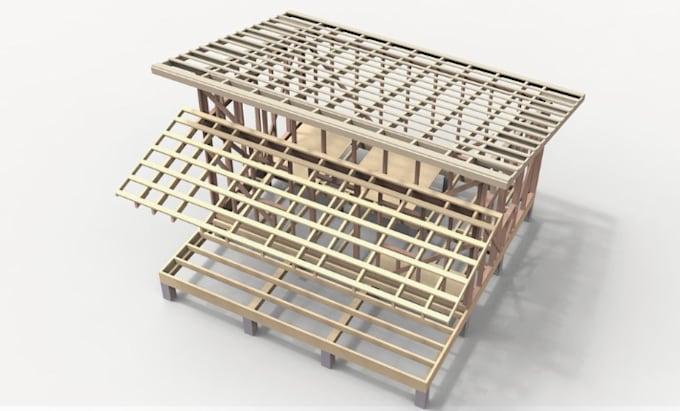 do timber frame, 3d house framing, steel frame truss with wood structure design