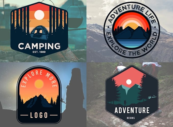 design travel, adventure, nature, camp, holiday mountain and hotel logo