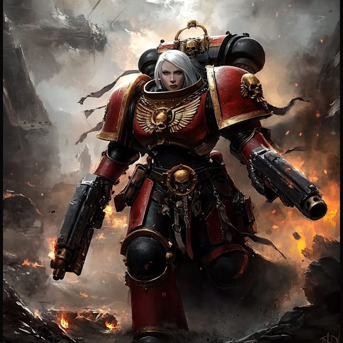 desing a warhammer 40k character illustration