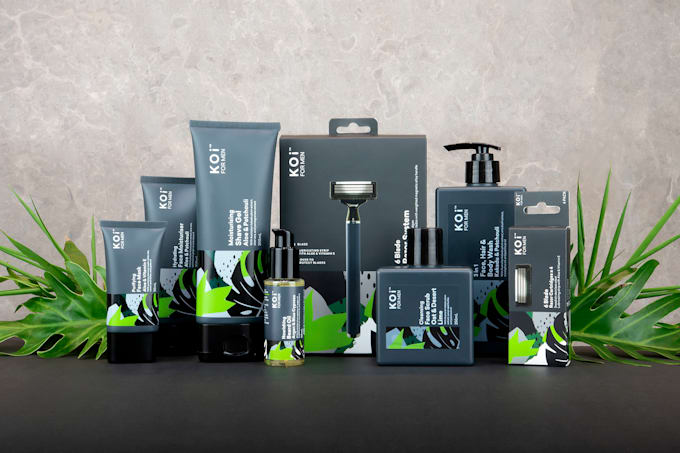 design a unique shopify store skincare packaging for men modern masculine