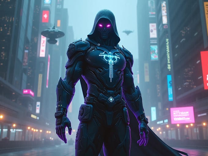 design cyberpunk and fantasy character splash art