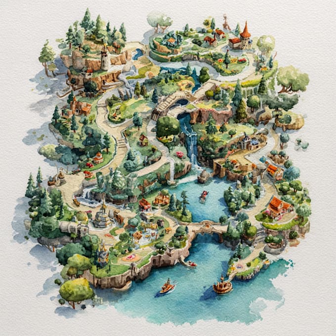 watercolor map illustration just for you