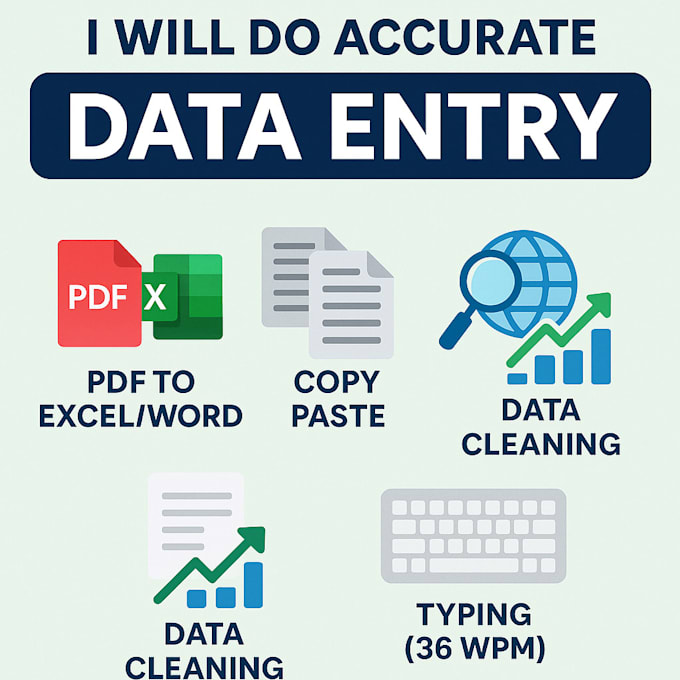 do accurate data entry, PDF to excel, and web research