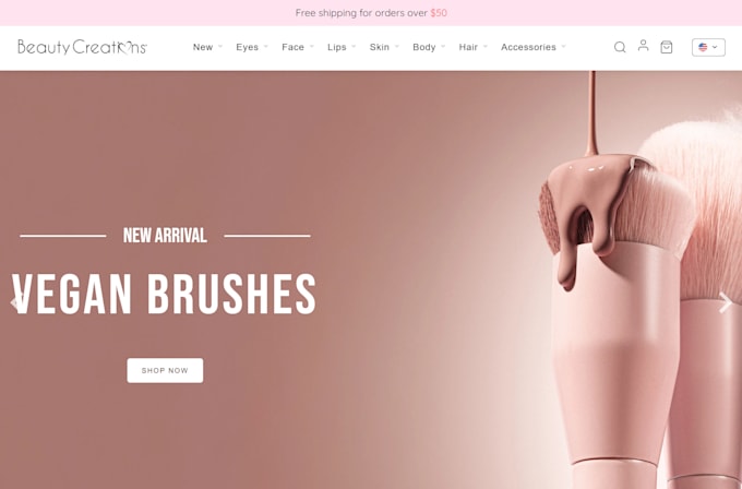 design cosmetics website skincare website makeup shopify store makeup spa store