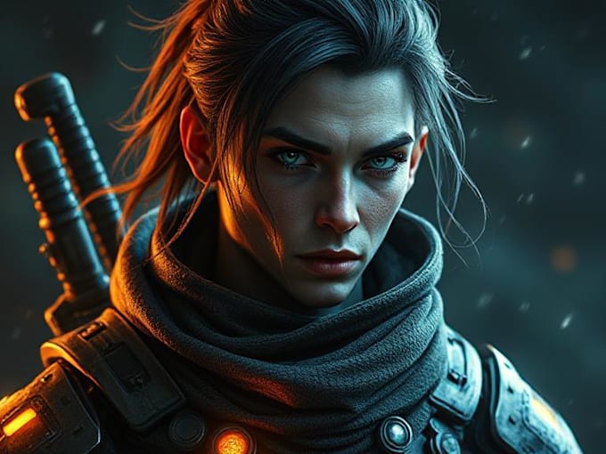 create fantasy, sci fi, character with hyperrealistic style