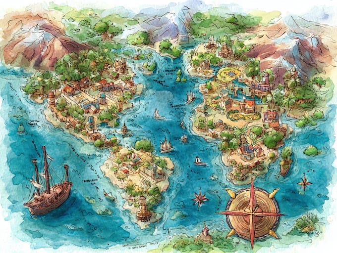 watercolor map illustration just for you