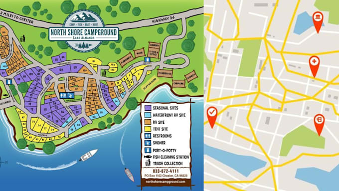 Campground map illustration rv park map city map vector rv map town ...