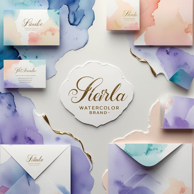 design a watercolor logo and brand kit
