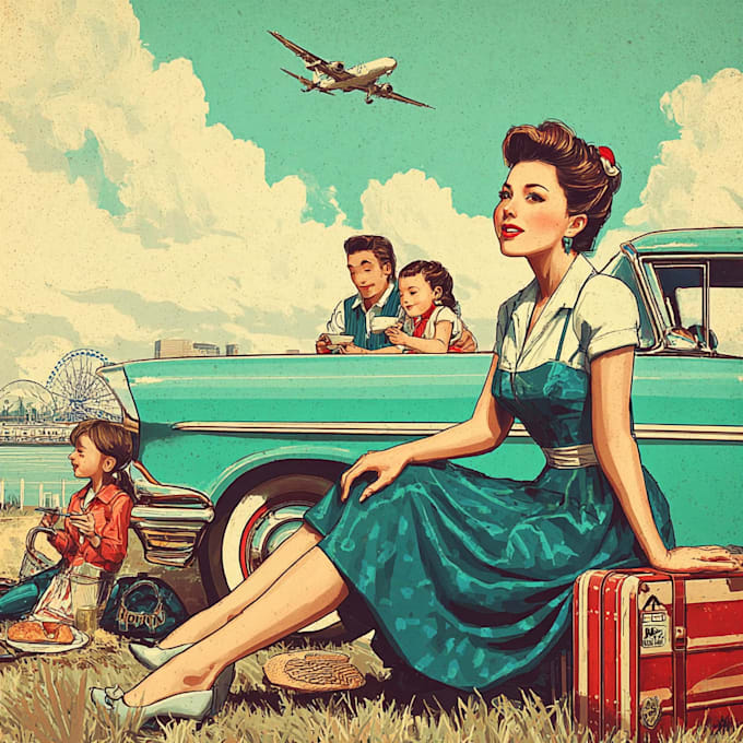 draw vintage retro art illustration