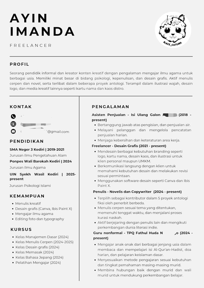 help you create a professional CV for linkedin, etc