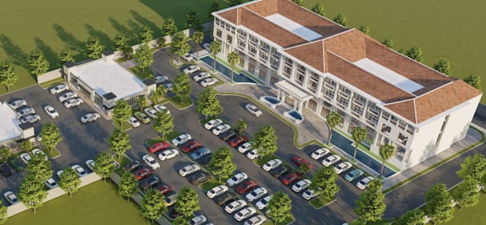 model 3d master plan,real estate,landscape design, apartment,car park render,cgi